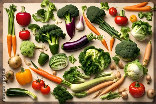 a collage of various fresh vegetables. 