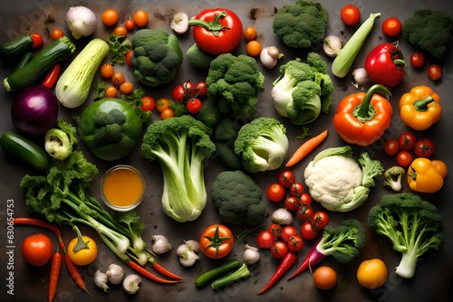 a collage of various fresh vegetables. 