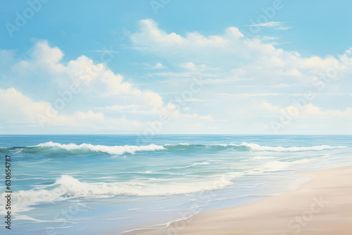Serene Seascape With Sand, Sky, And Summer Vibes. Generative AI