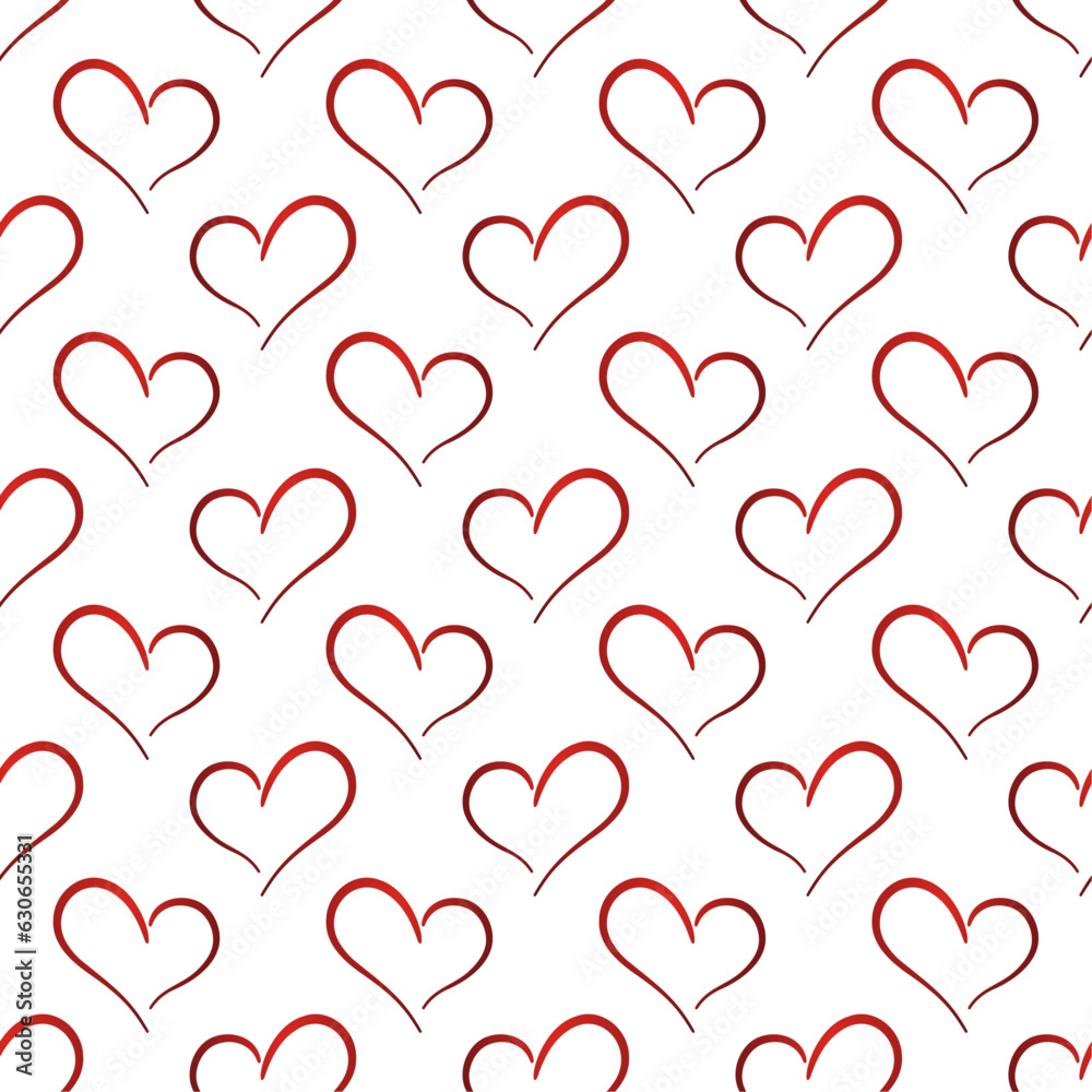 Red gradient doodle hearts on white background. Vector seamless pattern. Best for textile, wallpapers, wrapping paper, package and St. Valentine's Day decoration. Red gradient doodle hearts on white background. Vector seamless pattern. Best for textile, wallpapers, wrapping paper, package and St. Valentine's Day decoration.