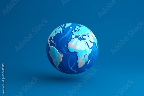 World globe  earth map  isolated on blue. generative ai