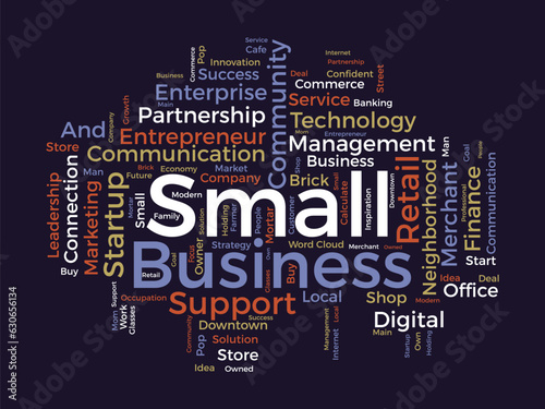 Word cloud background concept for Small business. make success with digital entrepreneurship business mind. vector illustration.