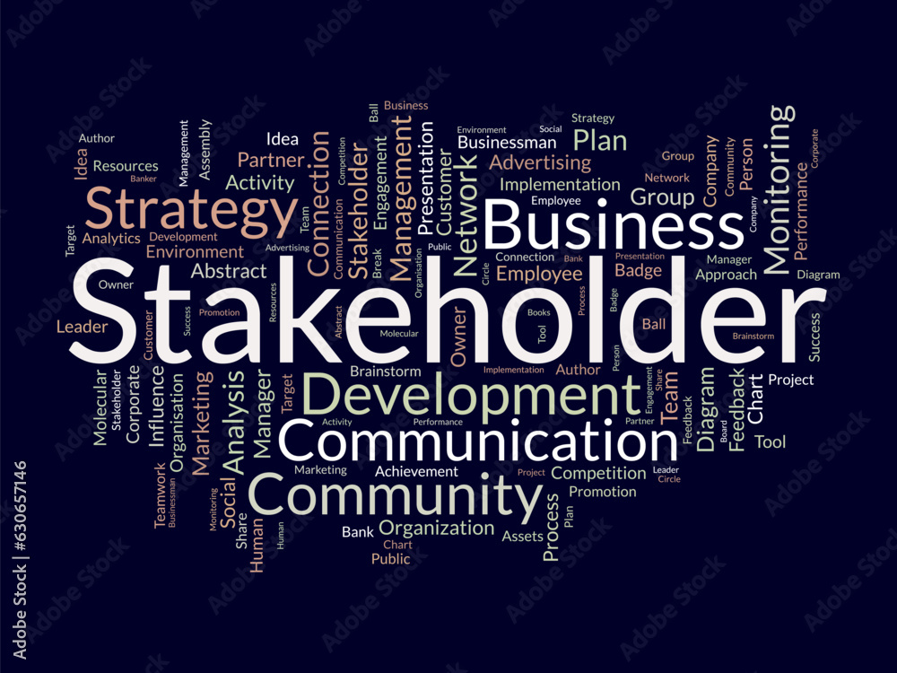 Word cloud background concept for stakeholder. employee diagram, business management strategy of company connection. vector illustration. Word cloud background concept for stakeholder. employee diagram, business management strategy of company connection. vector illustration.