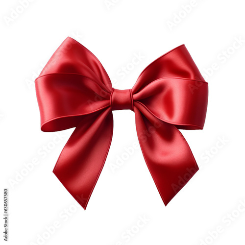 Red Ribbon Bow Isolated Transparent Background, red satin ribbon, Generative ai