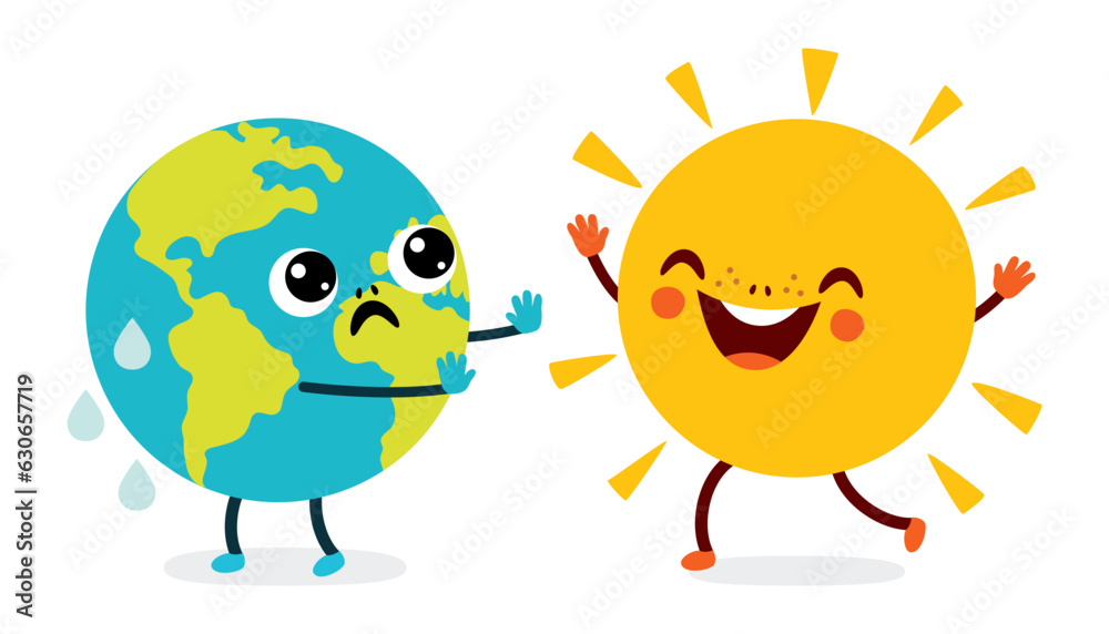 Cartoon Drawing Of Earth And Sun