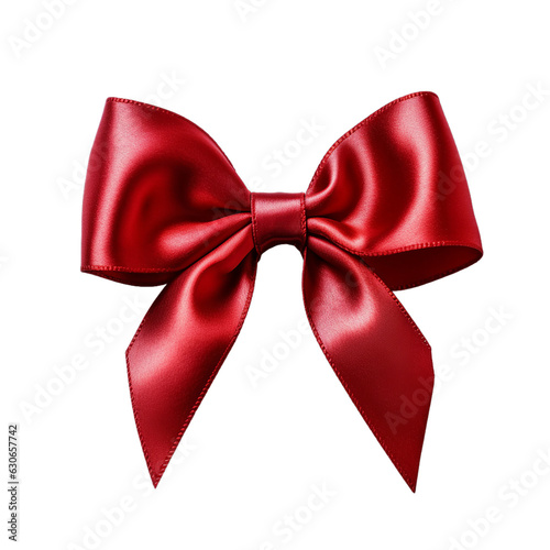 Red Ribbon Bow Isolated Transparent Background, red satin ribbon, Generative ai