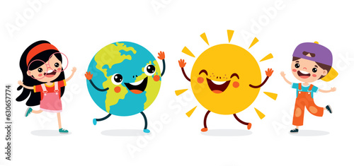 Cartoon Drawing Of Earth And Sun