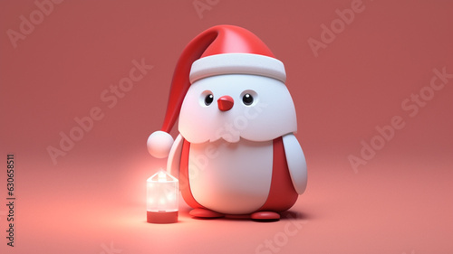 Penguin penguin santa hat lampwhite and natural white 3, christmas image, 3d illustration images © Ingenious Buddy 