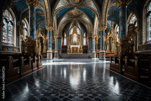 Ornate Architecture in Church Sacred Space Generative AI