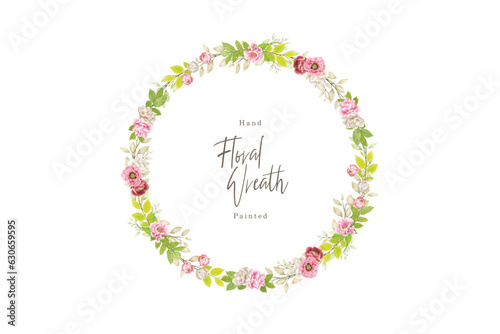 Hand drawn peony wreath design