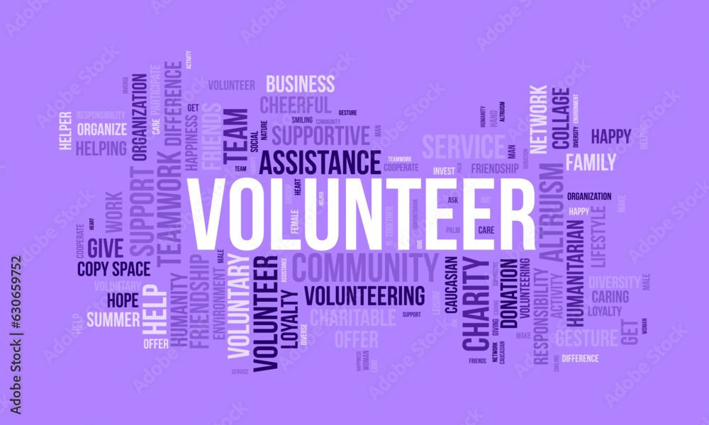 Word cloud background concept for volunteer. Charity support, community help work, care of humanitarian support service. vector illustration. Word cloud background concept for volunteer. Charity support, community help work, care of humanitarian support service. vector illustration.
