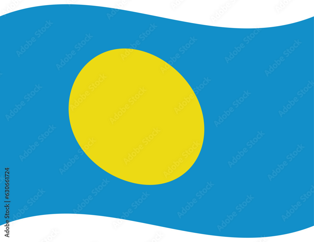 Palau flag. Flag of Palau. Palau flag wave