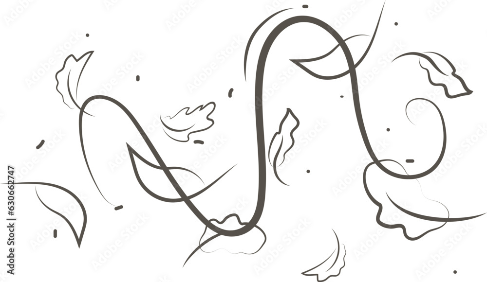 Outline drawing of a breath of wind with flying autumn leaves.Wind blow set in line style.Wave flowing illustration with hand drawn doodle cartoon style. Outline drawing of a breath of wind with flying autumn leaves.Wind blow set in line style.Wave flowing illustration with hand drawn doodle cartoon style.