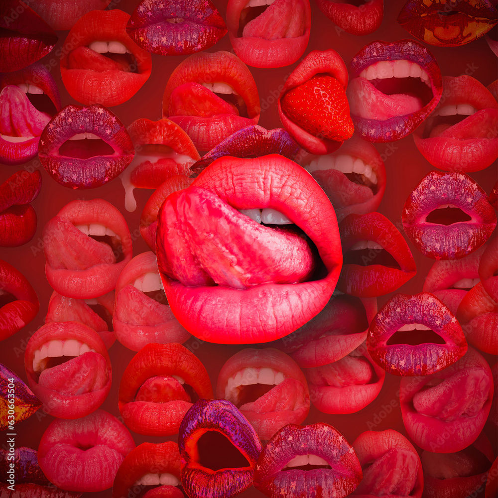 Sexy lips, sensual lip banner on red. Lips and mouth. Female lip in red background. Sexy tongue licking sensual lips. Sexy lips, sensual lip banner on red. Lips and mouth. Female lip in red background. Sexy tongue licking sensual lips.