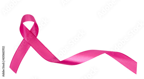 pink ribbon breast cancer awareness symbol on transparent background, PNG image, valentine love concept.