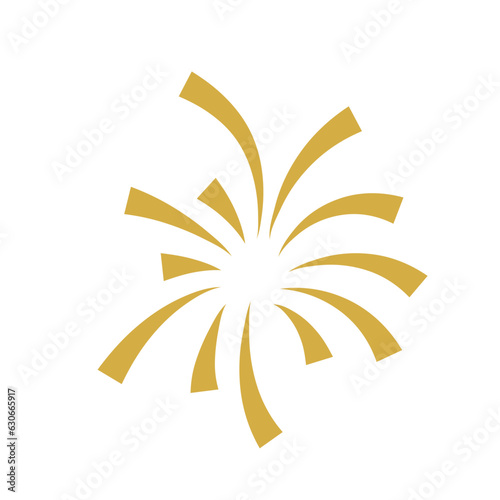 Vector Golden Doodle Fireworks. Celebration  Party Icon  Birthday  Years Eve