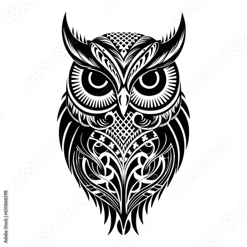 Obraz na plátně Owl vector tattoo design isolated on white background
