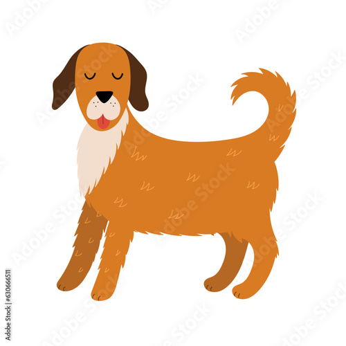 Cute dog character in cartoon style. Funny Labrador character isolated on white background. Doodle animal print for kids and nursery design. Vector illustration