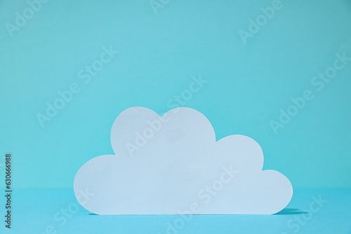 White paper cloud on a blue background  cloud computing concept