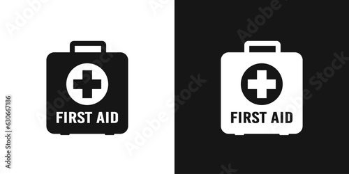 First aid case vector icon. Medicine chest, first aid kit sign