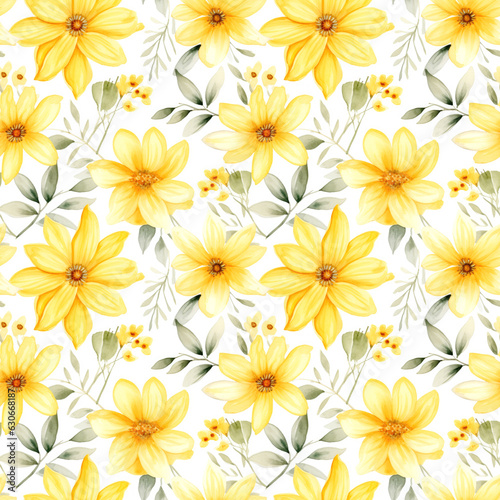 Seamless watercolor Textile floral flower texture patterns for fabric digital print. Generative AI