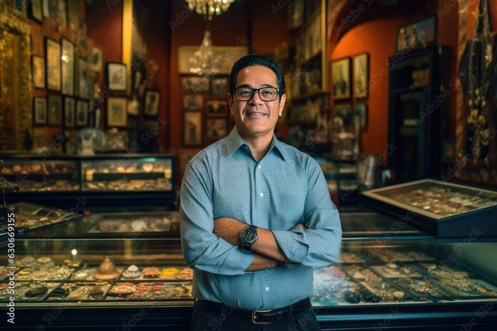 Sophisticated Owner Showcasing Jewelry Collection