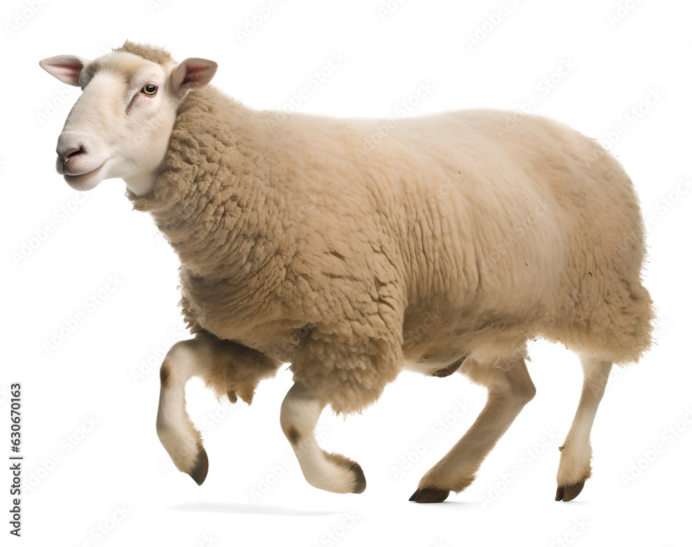 an ewe sheep running on isolated background an ewe sheep running on isolated background