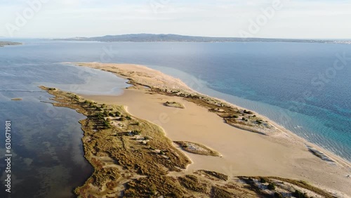 Sensational aerial of sandbank shoal beach in south Sardinia, Punta s'Aliga photo