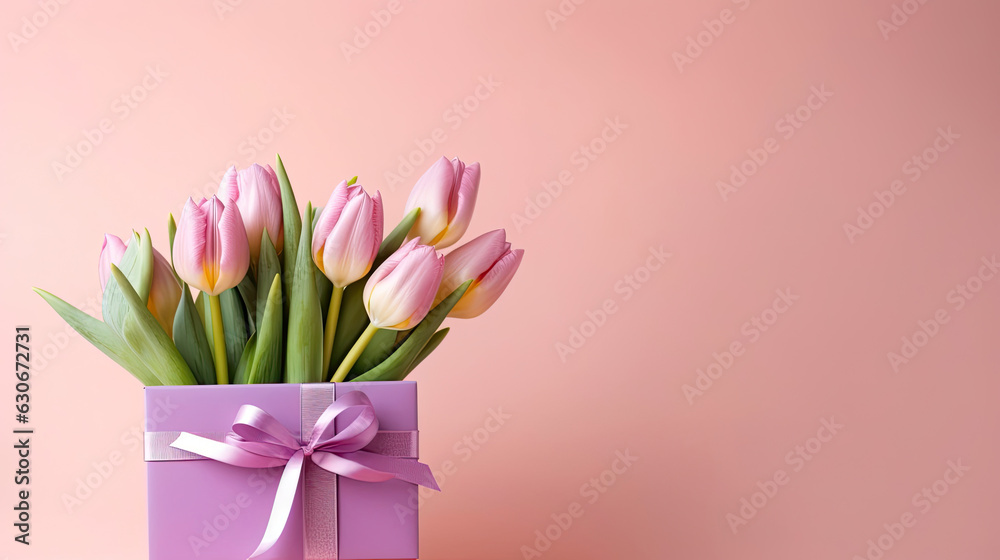 Obraz premium Bright Colors and a Gift Box on Pink Background