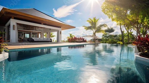 Private swimming pool near luxury villa