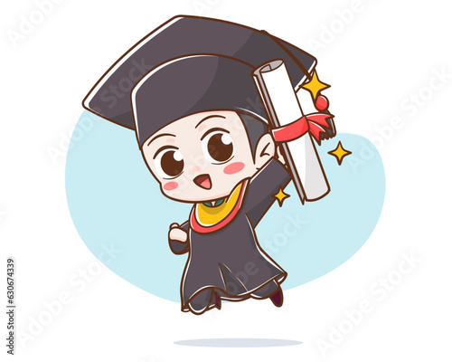 Cute student graduation cartoon character