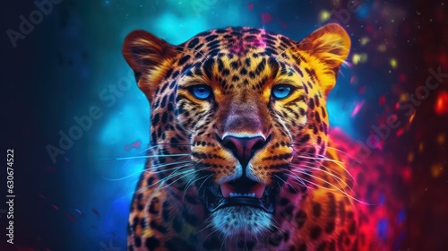 portrait of a Colorful leopard