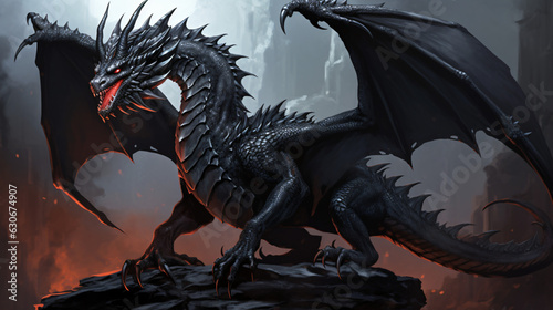 Fantasy black dragon © Cybonix