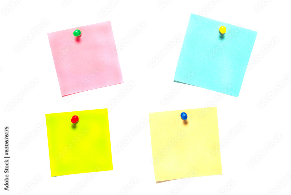 Different color stickers isolated on white background