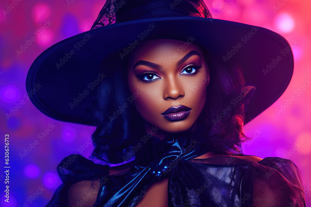 Young Black Woman in Enchanting Halloween Attire Young Black Woman in Enchanting Halloween Attire