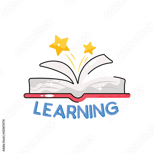 Learning doodle vector filled outline Sticker. EPS 10 file