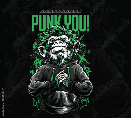 Punk You Logo Design, Monkey logo design, Character logo design.