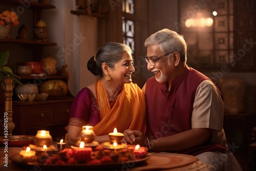 Portrait of happy senior Indian couple  at their Mumbai home