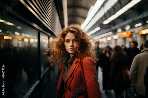 Street photography of a young woman in the subway