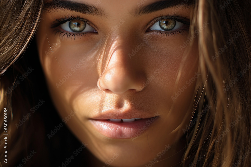 portrait of a beautiful woman with green eyes and brown hair portrait of a beautiful woman with green eyes and brown hair