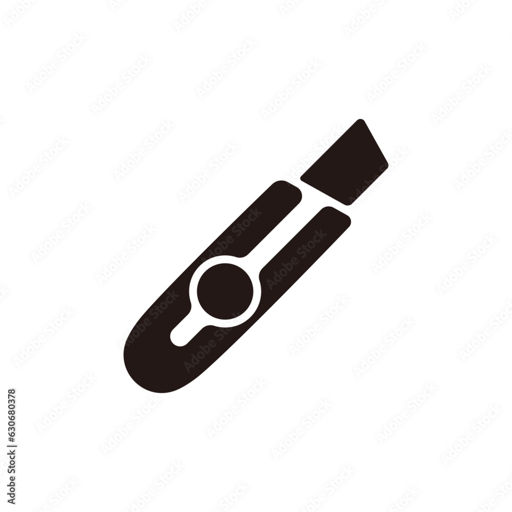 Utility knife icon.Flat silhouette version. Utility knife icon.Flat silhouette version.