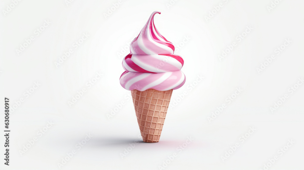 A pink and white striped ice cream cone