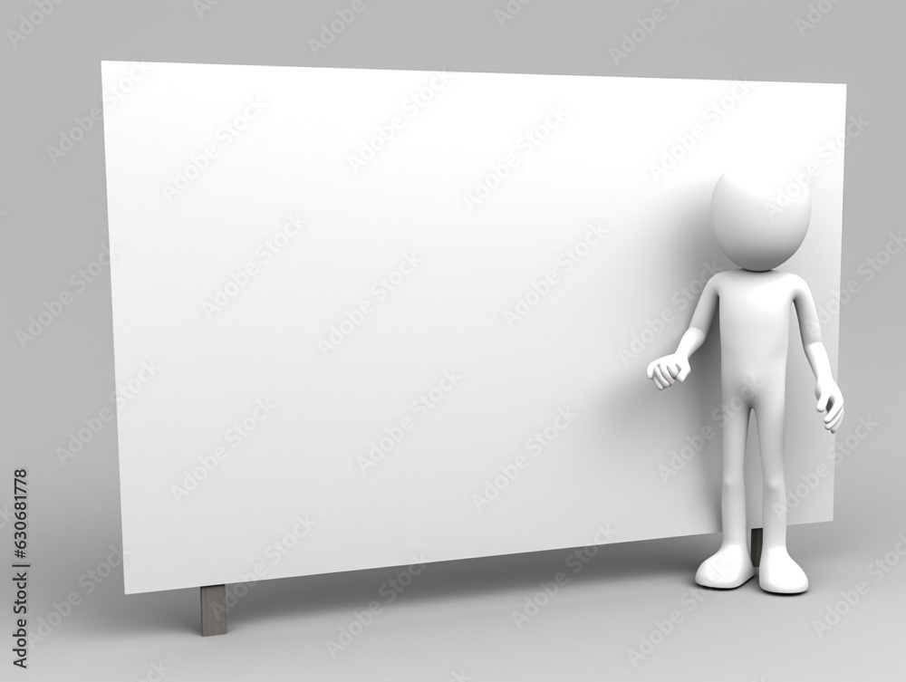 3d man and white board. for writing data, important day messages, Festival and invitational posts. Generative AI. 3d man and white board. for writing data, important day messages, Festival and invitational posts. Generative AI.