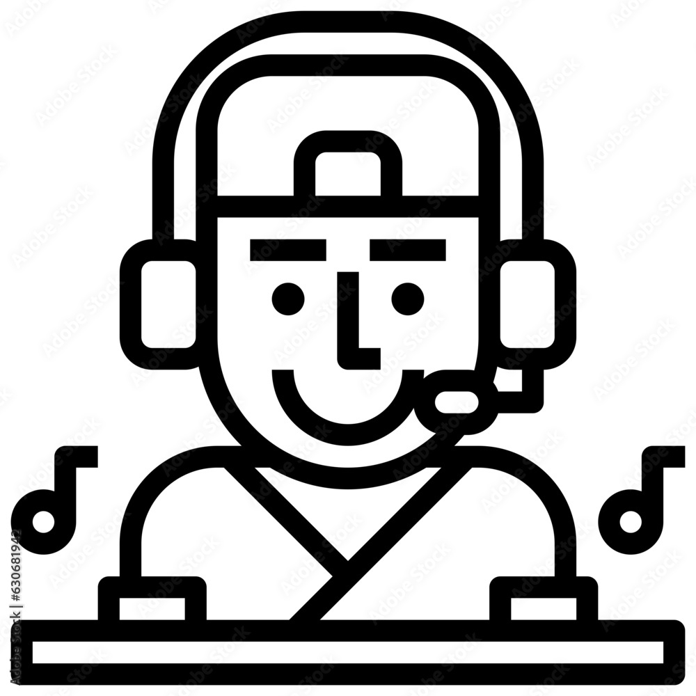MALE DJ line icon,linear,outline,graphic,illustration MALE DJ line icon,linear,outline,graphic,illustration