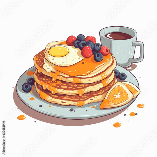 pancakes with honey and coffe