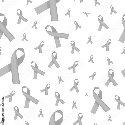 Seamless 3d Silver Ribbon Pattern. Silver Ribbon represents awareness for Parkinson s Disease  Schizophrenia  brain illness and brain disorders. Vector Illustration. EPS 10. Editable.