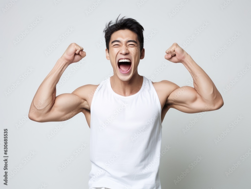 Photo shot of 30 years old asian man in emotional dynamic pose Photo shot of 30 years old asian man in emotional dynamic pose