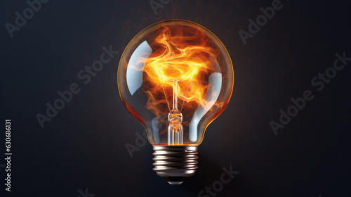 A light bulb with a flame inside of it
