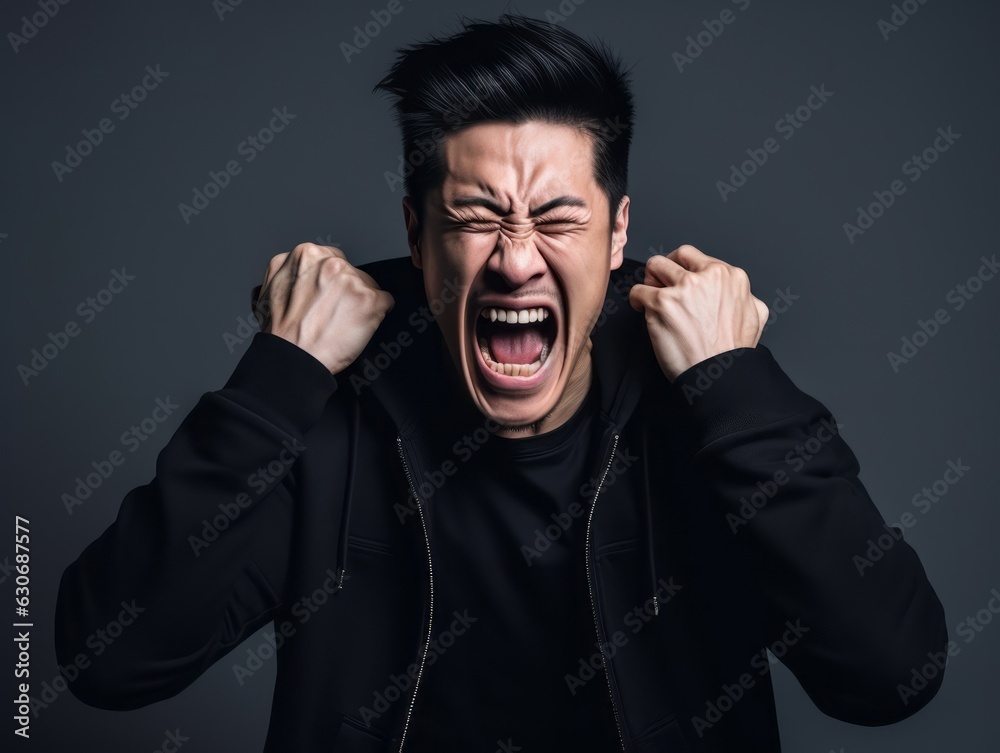 Fototapeta premium Asian man emotional dynamic gestures