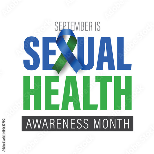 September is Sexual Health Awareness Month banner. Vector poster with green and blue ribbon.
